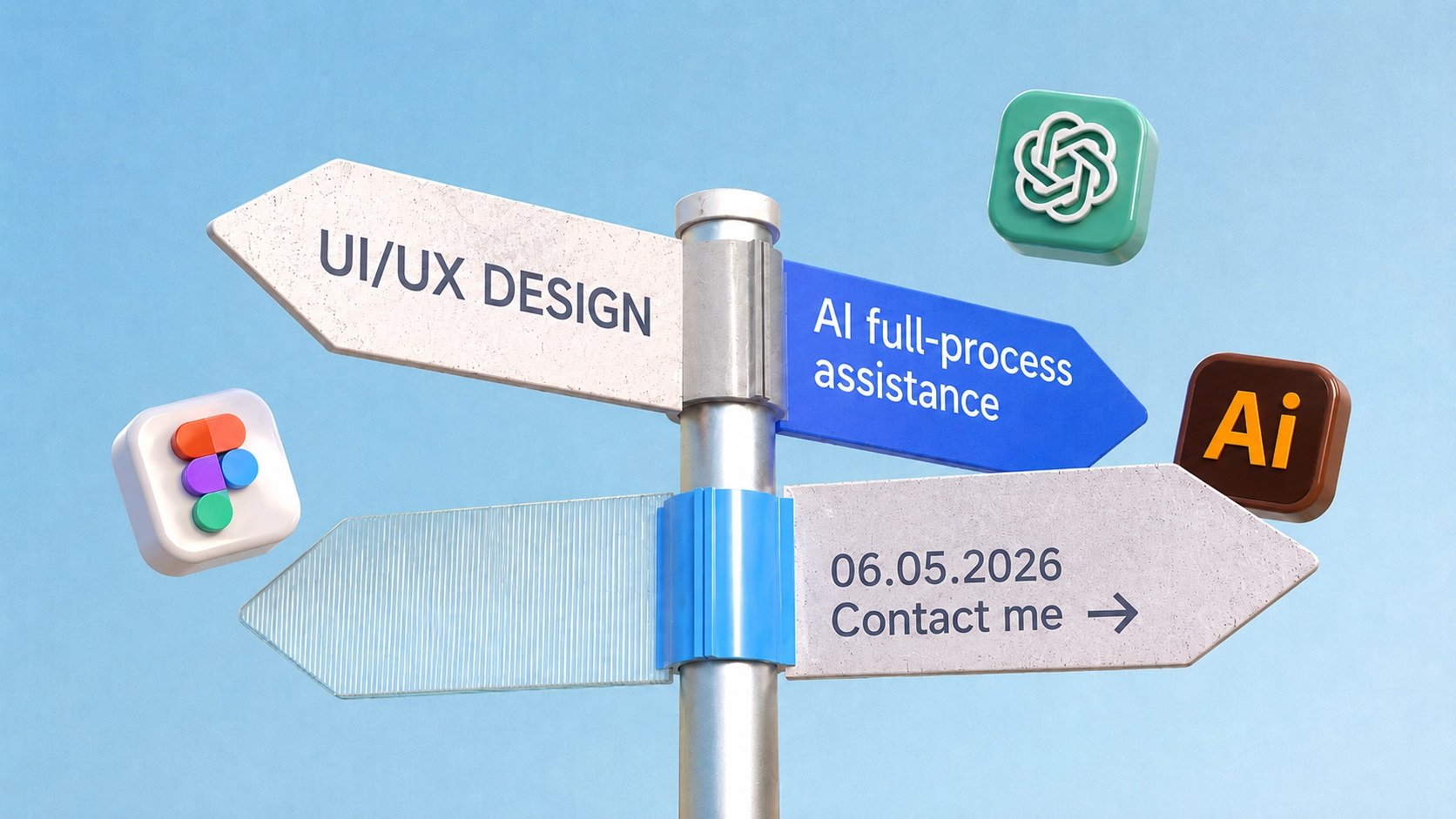 UI/UX设计与AI全流程辅助方向标视觉封面